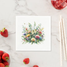 Serviettes de jardin en Champagne florales
