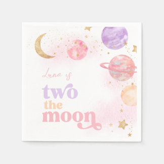 Serviette En Papier Serviettes de la fête de l'espace rose pour fille