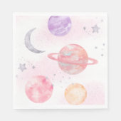 Serviette En Papier Serviettes de la fête de l'espace rose pour fille (Devant)