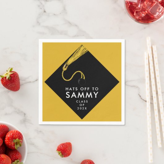 Serviette En Papier Serviettes de la partie Gold et Black Graduation (En situation)