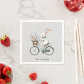 Serviette En Papier Serviettes de lapin à bicyclette fleurie (En situation)