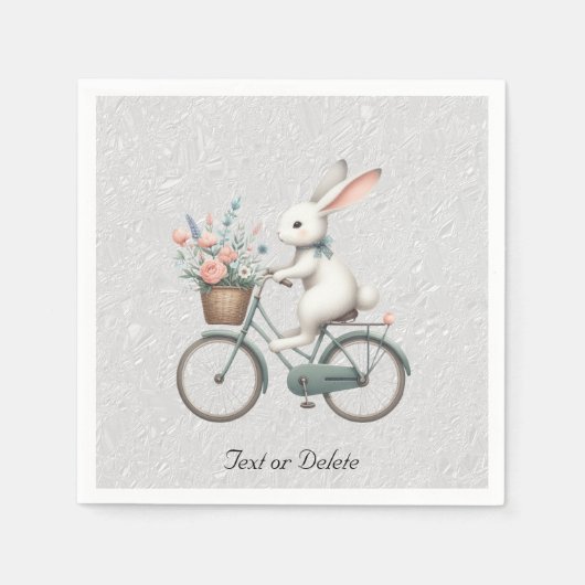 Serviette En Papier Serviettes de lapin à bicyclette fleurie (Devant)