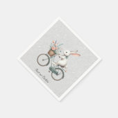 Serviette En Papier Serviettes de lapin à bicyclette fleurie (Coin)