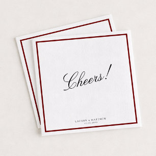 Serviette En Papier Serviettes de mariage à bordure rouge profond