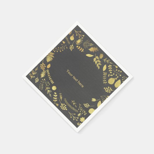 Serviette En Papier Serviettes de Mariage à charbon gris et or (Coin)