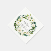 Serviette En Papier Serviettes de Mariage à fleurs blanches et vertes (Coin)