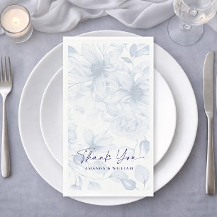 Serviette En Papier Serviettes de mariage à fleurs bleues – Merci