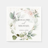 Serviette En Papier Serviettes de Mariage à fleurs vertes (Devant)