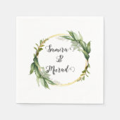 Serviette En Papier Serviettes de Mariage à fleurs vertes (Devant)