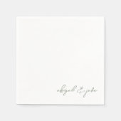 Serviette En Papier Serviettes de mariage à noms de script sage simple (Devant)