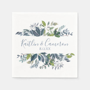 Serviette En Papier Serviettes de mariage à verdure Typographie (Ble
