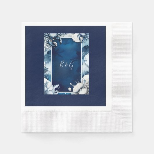 Serviette En Papier serviettes de mariage à vibe bleue et blanche (Devant)