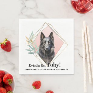 Serviette En Papier Serviettes de mariage au chien de berger belge ave