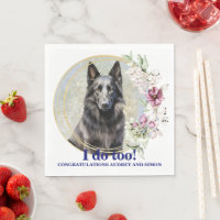 Serviettes de mariage au chien de berger belge ave