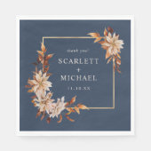 Serviette En Papier Serviettes de mariage automnal bleu marine (Devant)