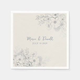 Serviette En Papier Serviettes de mariage aux fleurs sauvages vintage