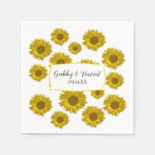 Serviette En Papier Serviettes de mariage aux tournesols jaunes éparpi (Devant)