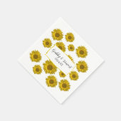 Serviette En Papier Serviettes de mariage aux tournesols jaunes éparpi (Coin)