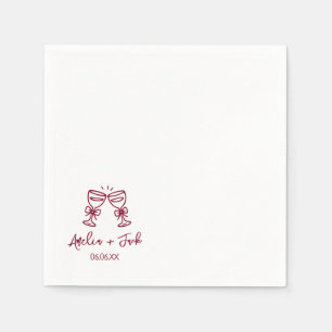 Serviette En Papier Serviettes de mariage avec couple dessiné à la mai