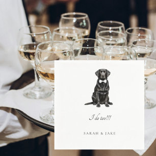 Serviette En Papier Serviettes de mariage avec labrador noir en nœud p