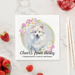 Serviette En Papier Serviettes de mariage avec photo de chien Esquimau