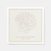 Serviette En Papier Serviettes de mariage Beige Seashell Beach (Devant)