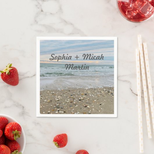 Serviette En Papier Serviettes de mariage bleu coquille (En situation)