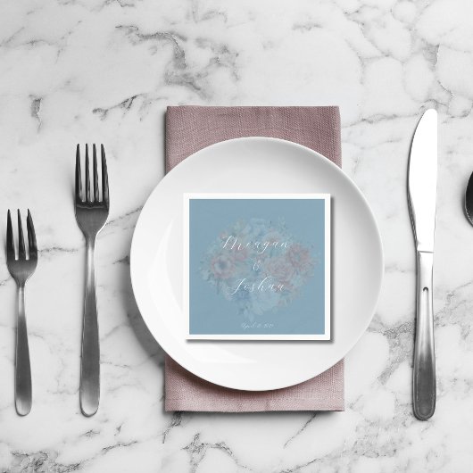 Serviette En Papier Serviettes de Mariage bleu Dusty