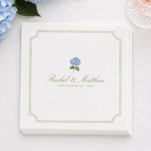 Serviette En Papier Serviettes de mariage bleu hydrangea citrus vert