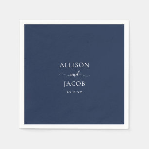 Serviette En Papier Serviettes de mariage bleu marine chic