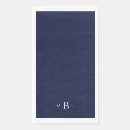 Serviette En Papier Serviettes de mariage bleu marine monogramme blanc (Devant)