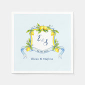 Serviette En Papier Serviettes de mariage bleu monogramme citron vinta (Devant)