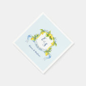 Serviette En Papier Serviettes de mariage bleu monogramme citron vinta (Coin)