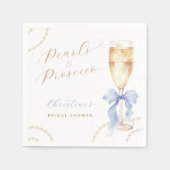 Serviette En Papier Serviettes de mariage bleu perles et prosecco (Devant)