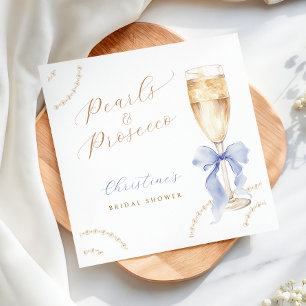 Serviette En Papier Serviettes de Mariage Bleu Perles & Prosecco