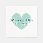 Serviette En Papier Serviettes de mariage bleu turquoise personnalisée (Devant)