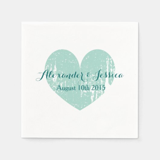 Serviette En Papier Serviettes de mariage bleu turquoise personnalisée (Devant)
