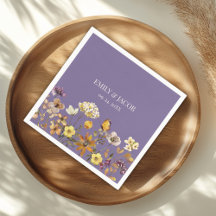Serviettes de mariage bohème à fleurs sauvages lav