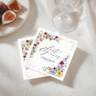 Serviette En Papier Serviettes de mariage bohème aux fleurs sauvages