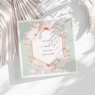Serviette En Papier Serviettes de mariage Boho vert sauge et roses ros