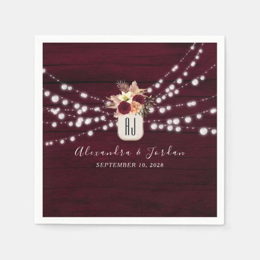 Serviette En Papier Serviettes de mariage bordeaux (Devant)