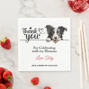 Serviette En Papier Serviettes de mariage Border Collie avec photo de