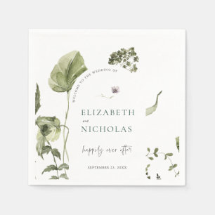 Serviette En Papier Serviettes de mariage botaniques Boho Greenery
