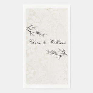 Serviette En Papier Serviettes de mariage botaniques élégantes en dent