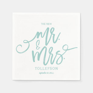 Serviette En Papier Serviettes de mariage   Brush Script (Turquoise cl