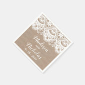Serviette En Papier Serviettes de Mariage Burlap et dentelle, Rustique (Coin)