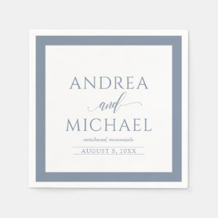 Serviette En Papier Serviettes de mariage   Calligraphie Luxe (Bleu Po