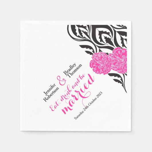 Serviette En Papier Serviettes de mariage carnation moderne et luxueus (Devant)