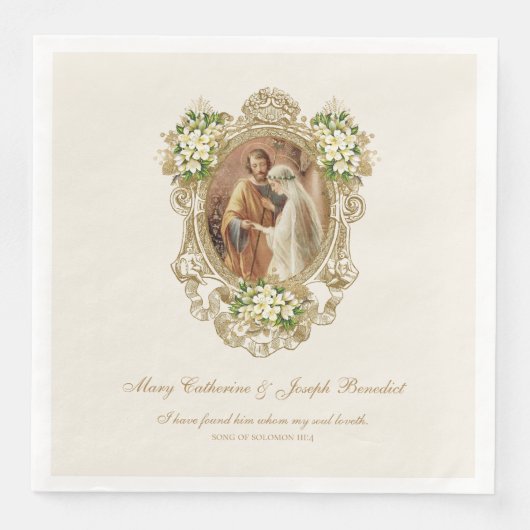 Serviette En Papier Serviettes de mariage catholiques personnalisées a (Devant)