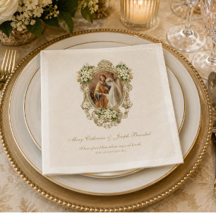 Serviette En Papier Serviettes de mariage catholiques personnalisées a